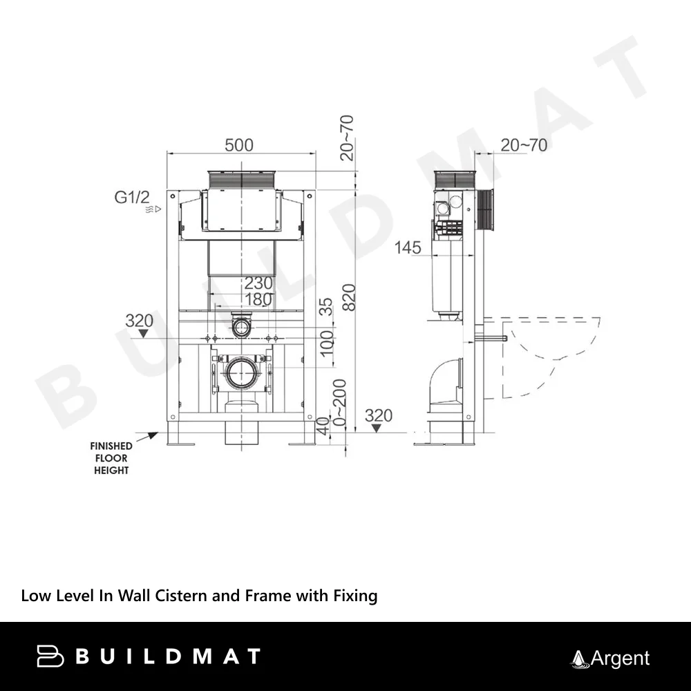 Argent Low Level In Wall Cistern and Frame with Pneumatic Fixing - Image 4