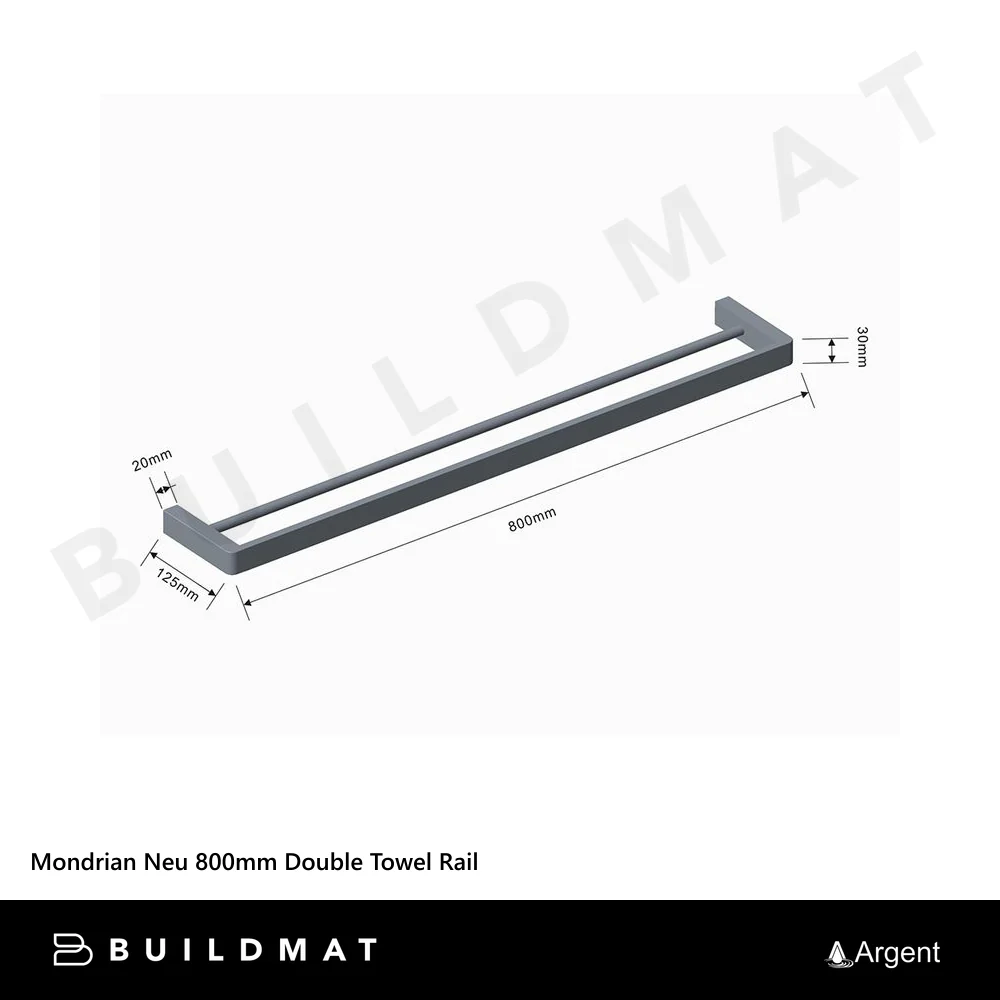 Argent Mondrian Neu 800mm Double Towel Rail Gunmetal - Image 4