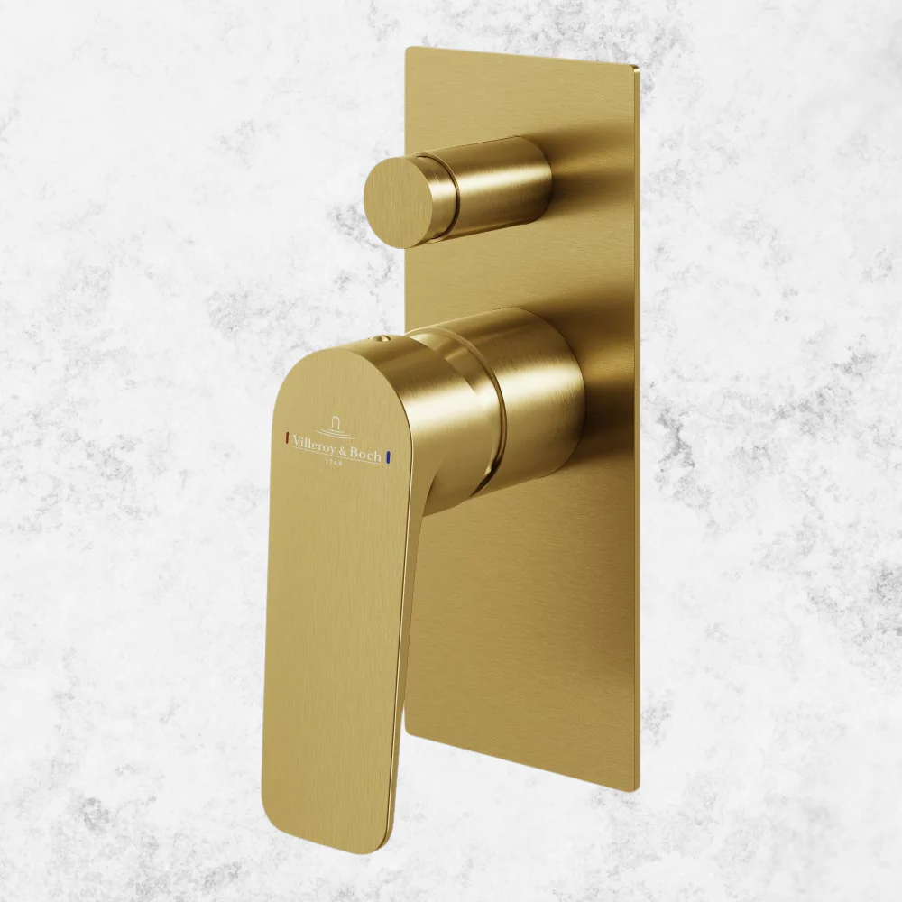 Villeroy & Boch O. Novo Style Rectangular Diverter Mixer Brushed Gold (Trim Kit Only) - Image 2