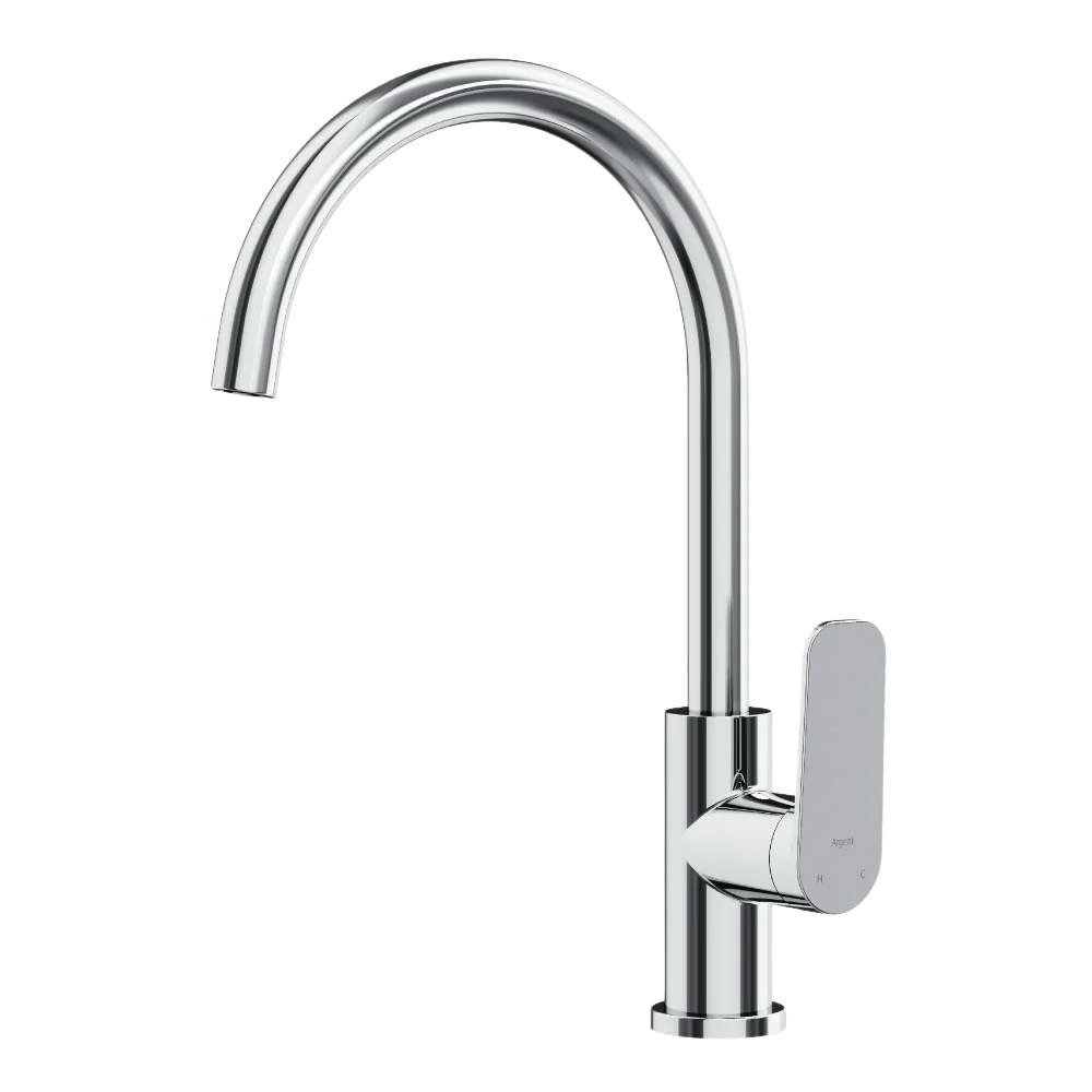 Argent Pace 2.0 Gooseneck Kitchen Mixer Chrome Lead Free - Image 3