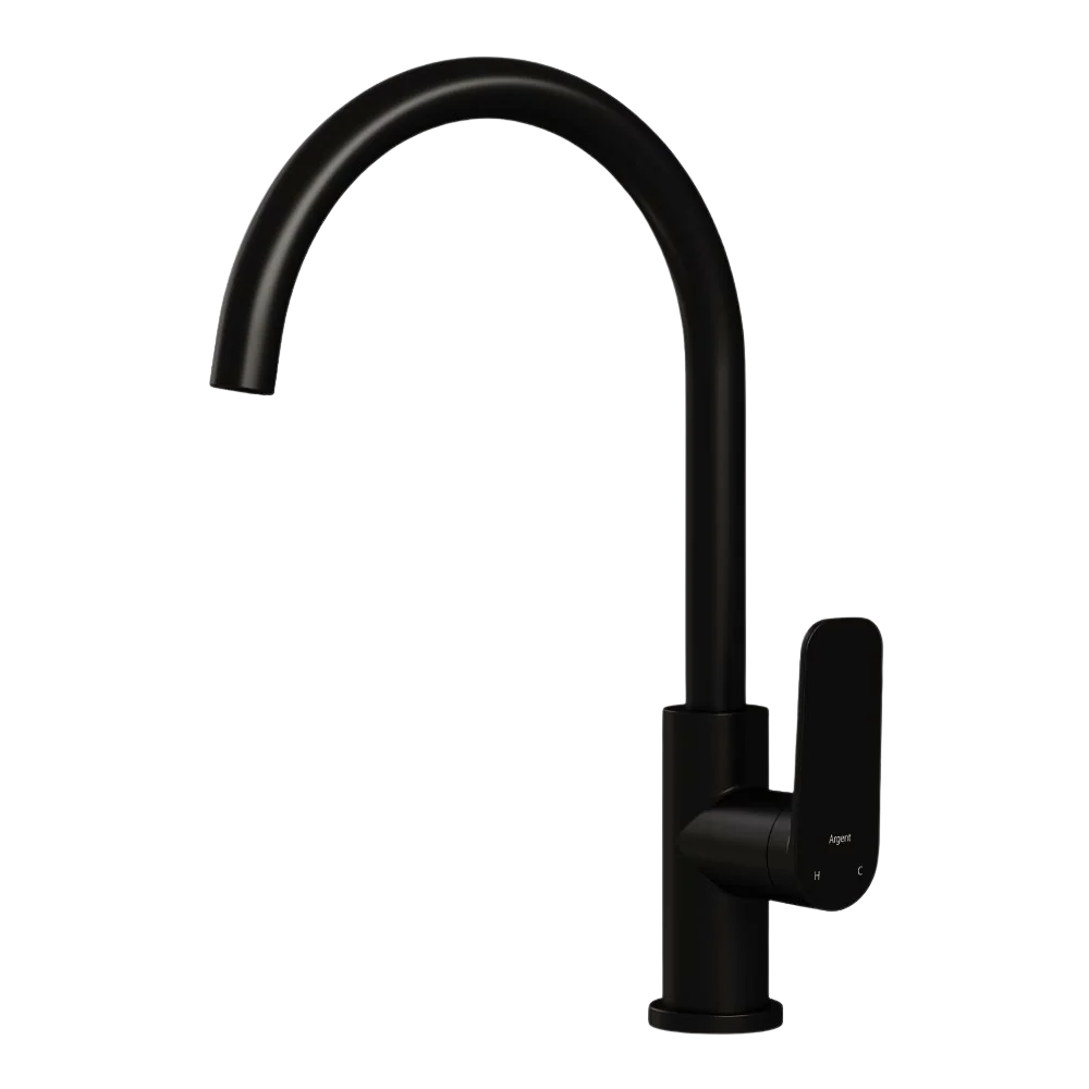 Argent Pace 2.0 Gooseneck Kitchen Mixer Matte Black Lead Free - Image 3