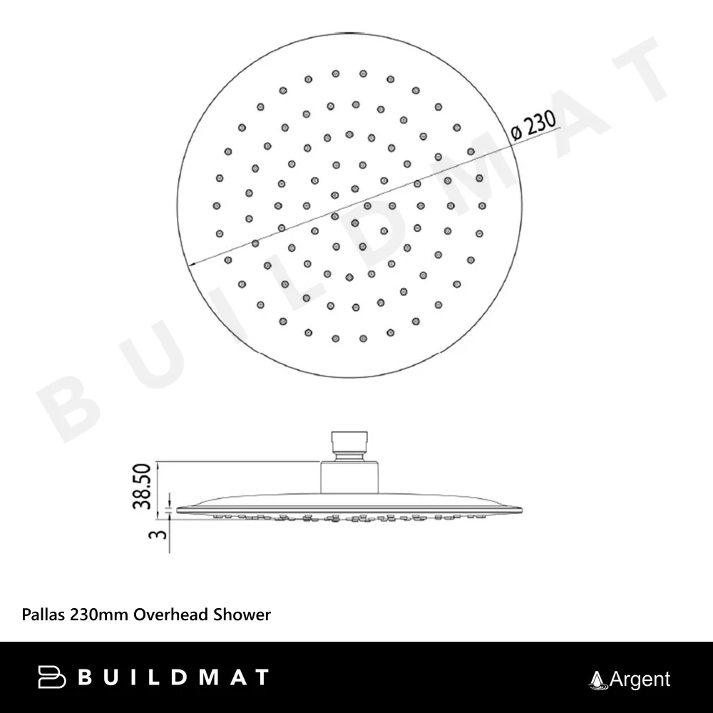 Argent Pallas 230mm Overhead Shower Matte Black - Image 4