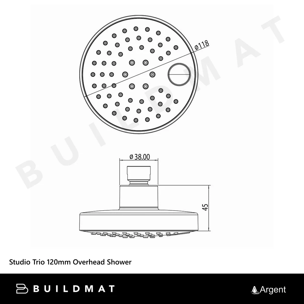 Argent Studio Trio 120mm Overhead Shower Chrome - Image 4