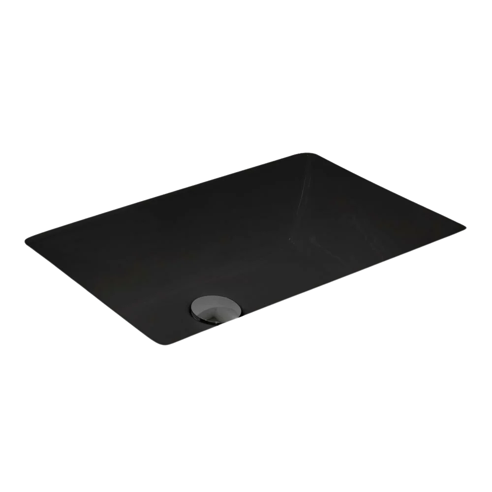 Argent Zen Neu 535mm Rectangular Under Counter Basin with Overflow Matte Black