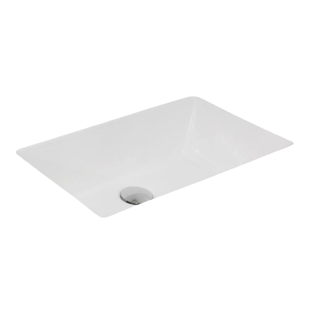Argent Zen Neu 535mm Rectangular Under Counter Basin with Overflow Gloss White