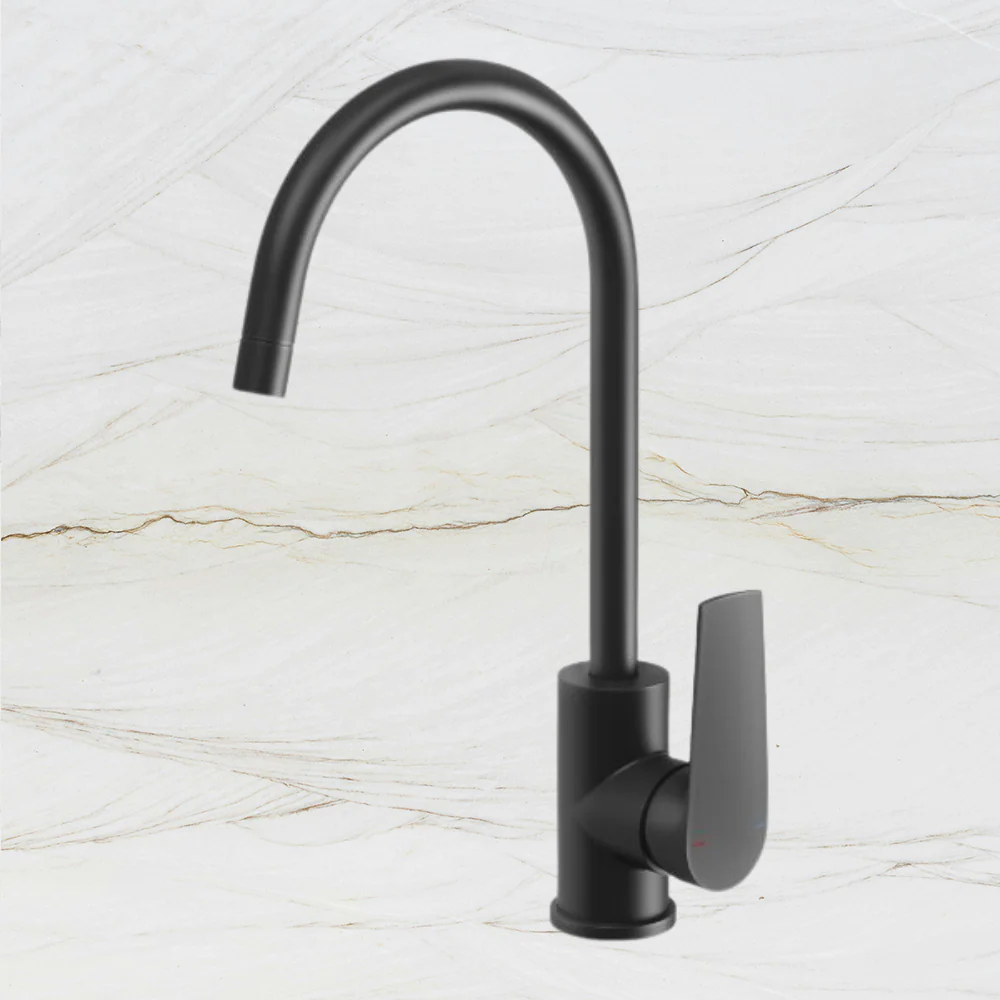 Phoenix Arlo Sink Mixer 200mm Gooseneck Lead Free Matte Black - Image 2