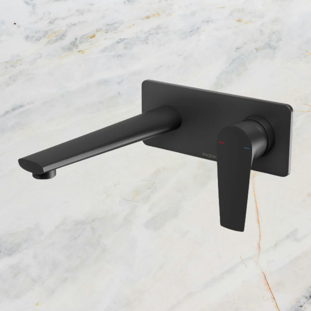 Phoenix Arlo Wall Basin / Bath Mixer Set 200mm (Trim Kit Only) Matte Black - Image 2