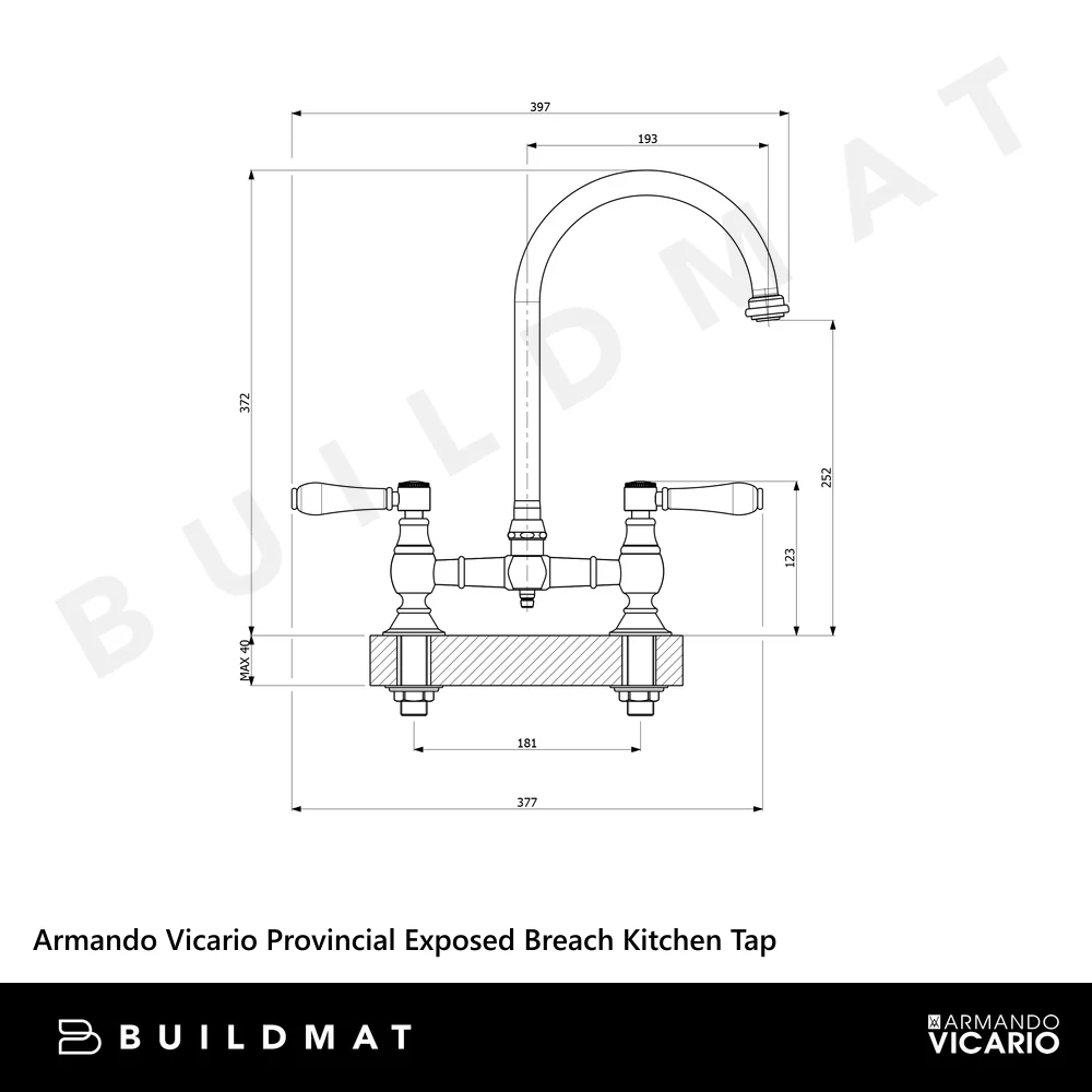 Armando Vicario Provincial Exposed Breach Kitchen Tap Brushed Nickel Lead Free - Image 4