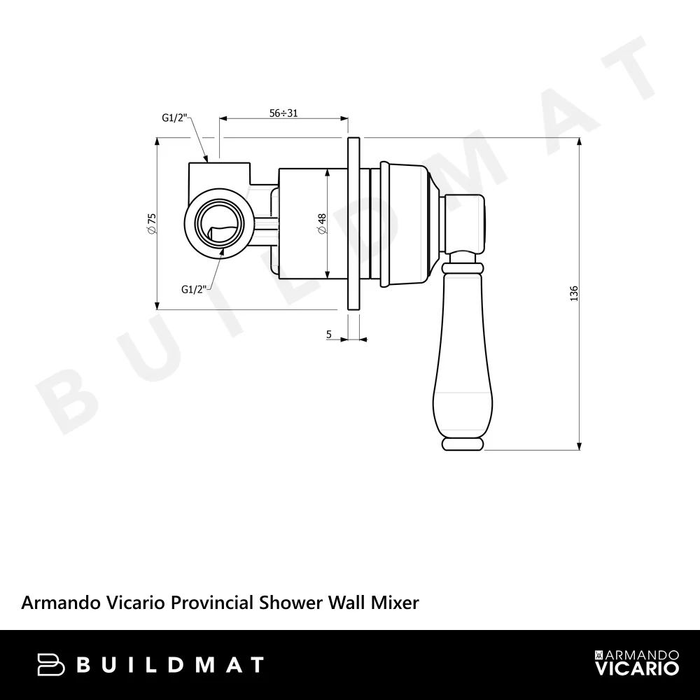 Armando Vicario Provincial Shower Wall Mixer Brushed Nickel - Image 4