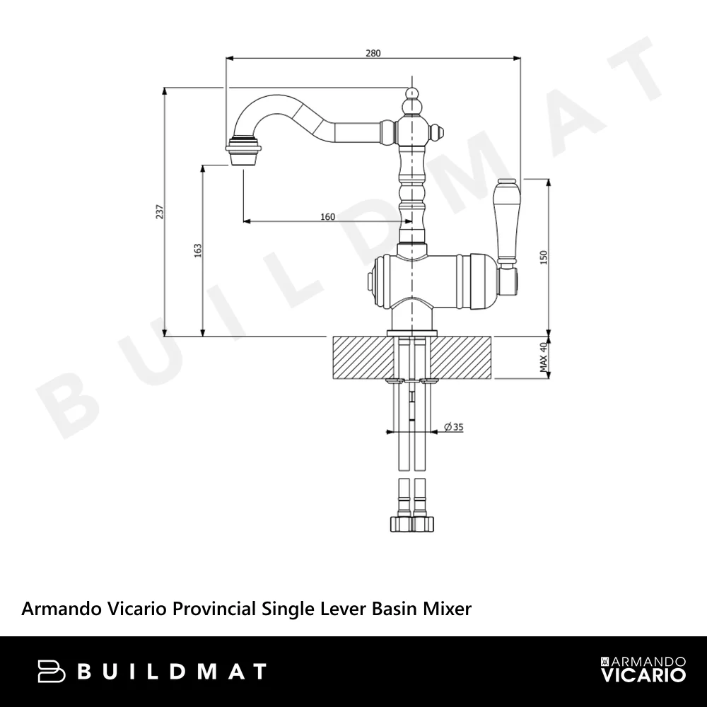 Armando Vicario Provincial Single Lever Basin Mixer Brushed Nickel - Image 4