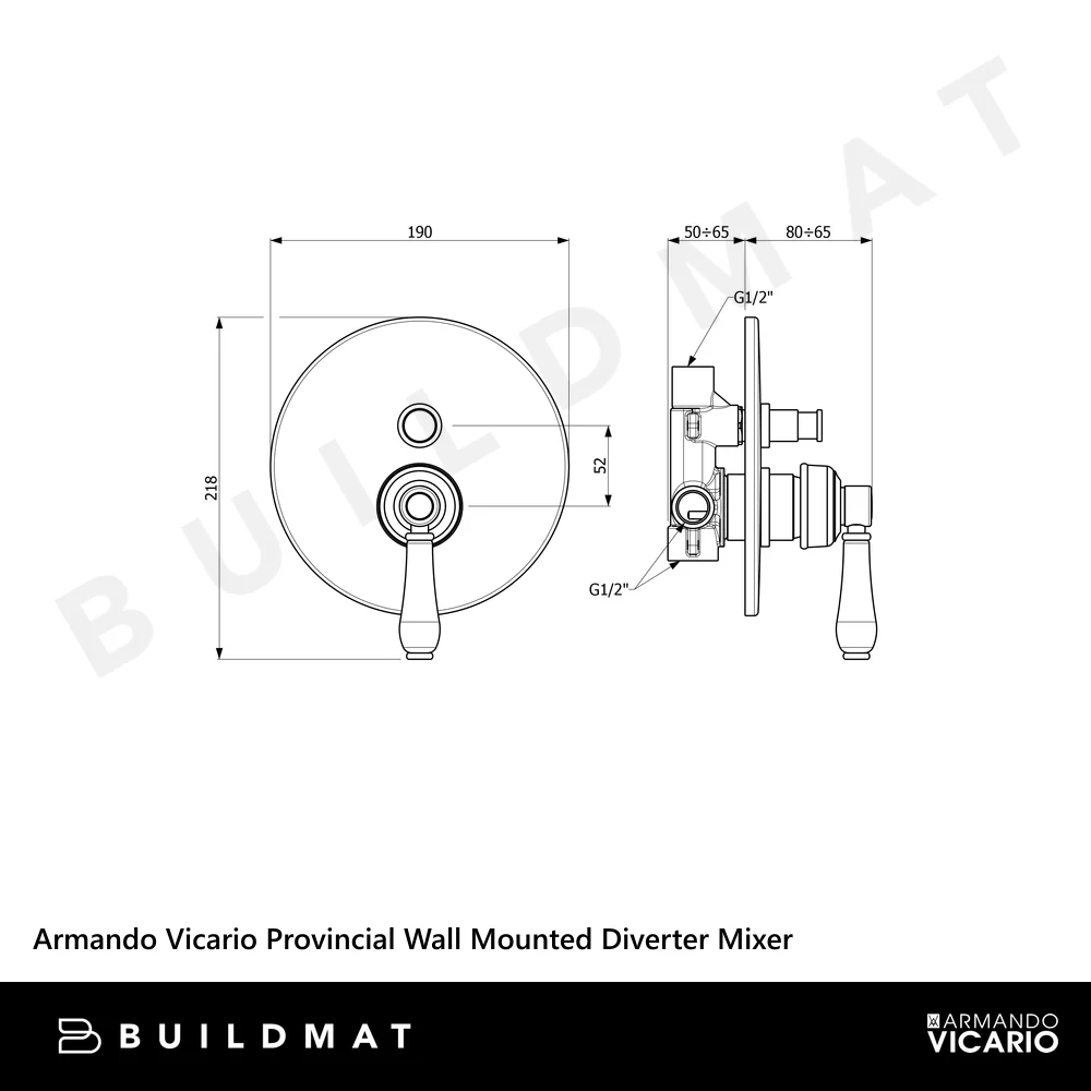 Armando Vicario Provincial Wall Mounted Diverter Mixer Brushed Nickel - Image 4