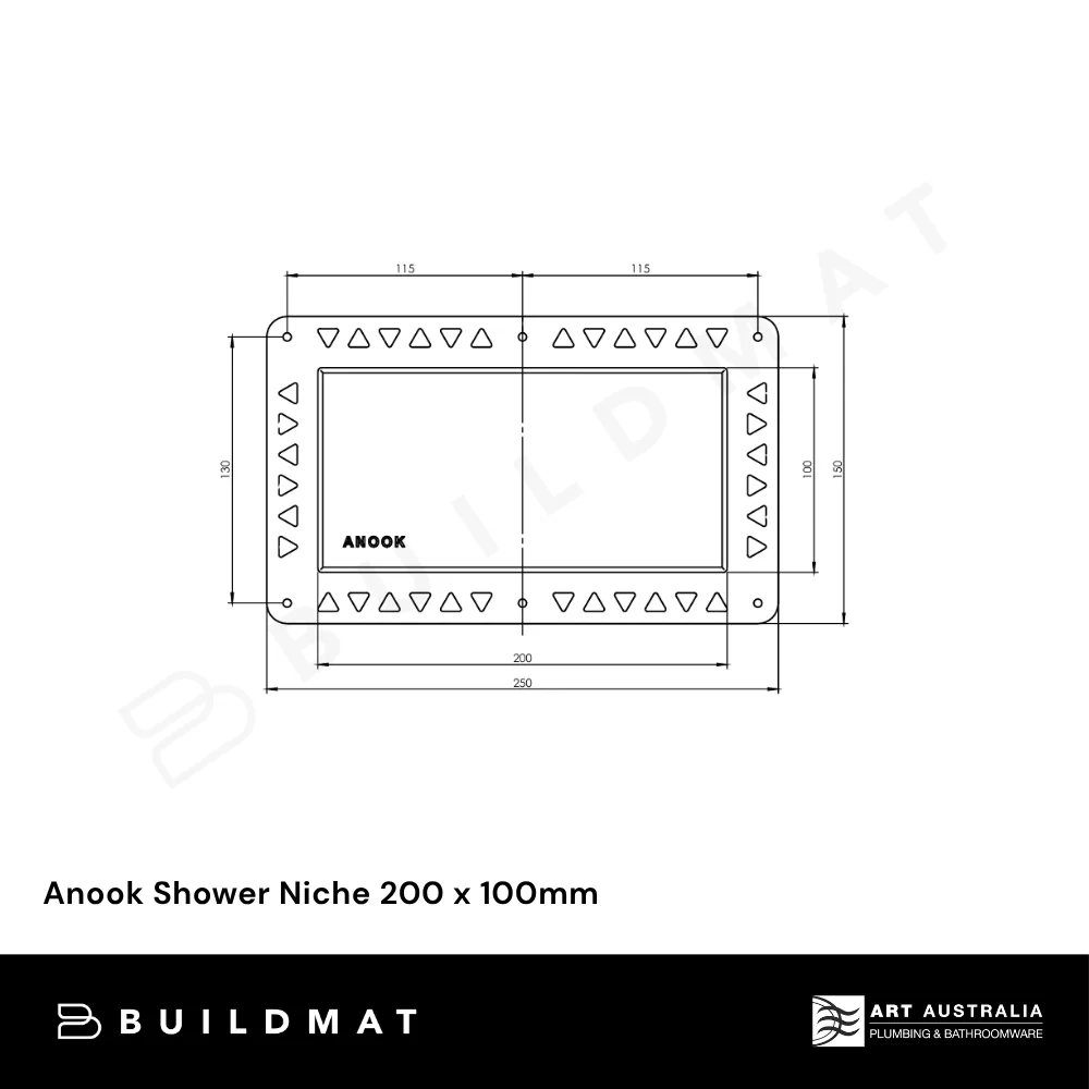 Art Australia Anook Shower Niche 200 x 100mm Brushed Gold - Image 4