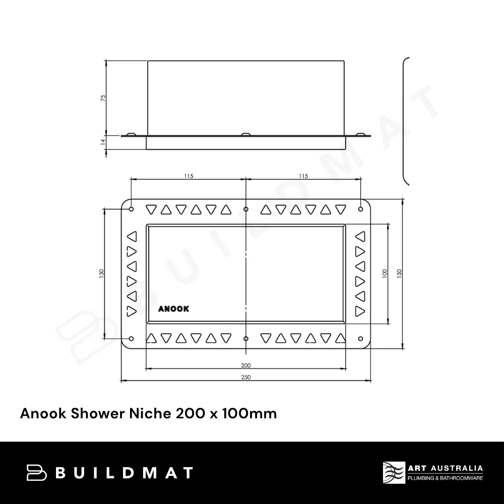 Art Australia Anook Shower Niche 200 x 100mm Titanium Grey - Image 4