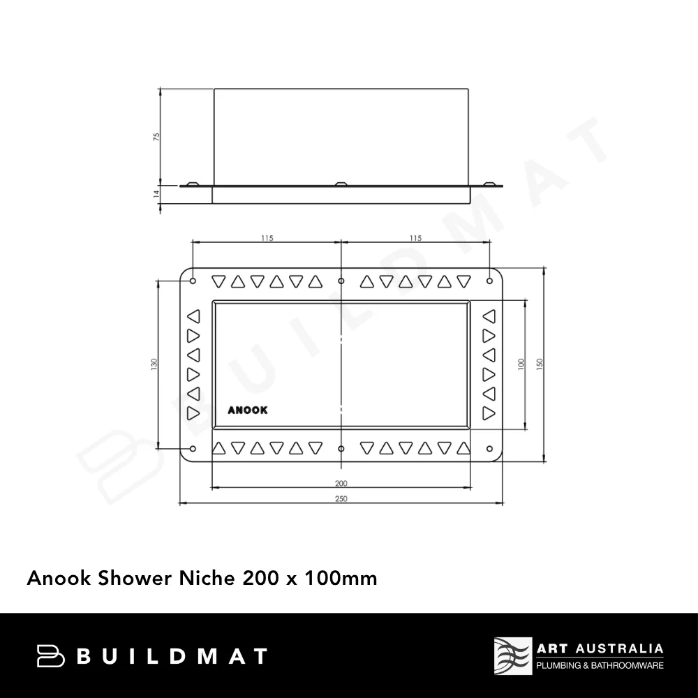 Art Australia Anook Shower Niche 400 x 300mm Black Ace - Image 4