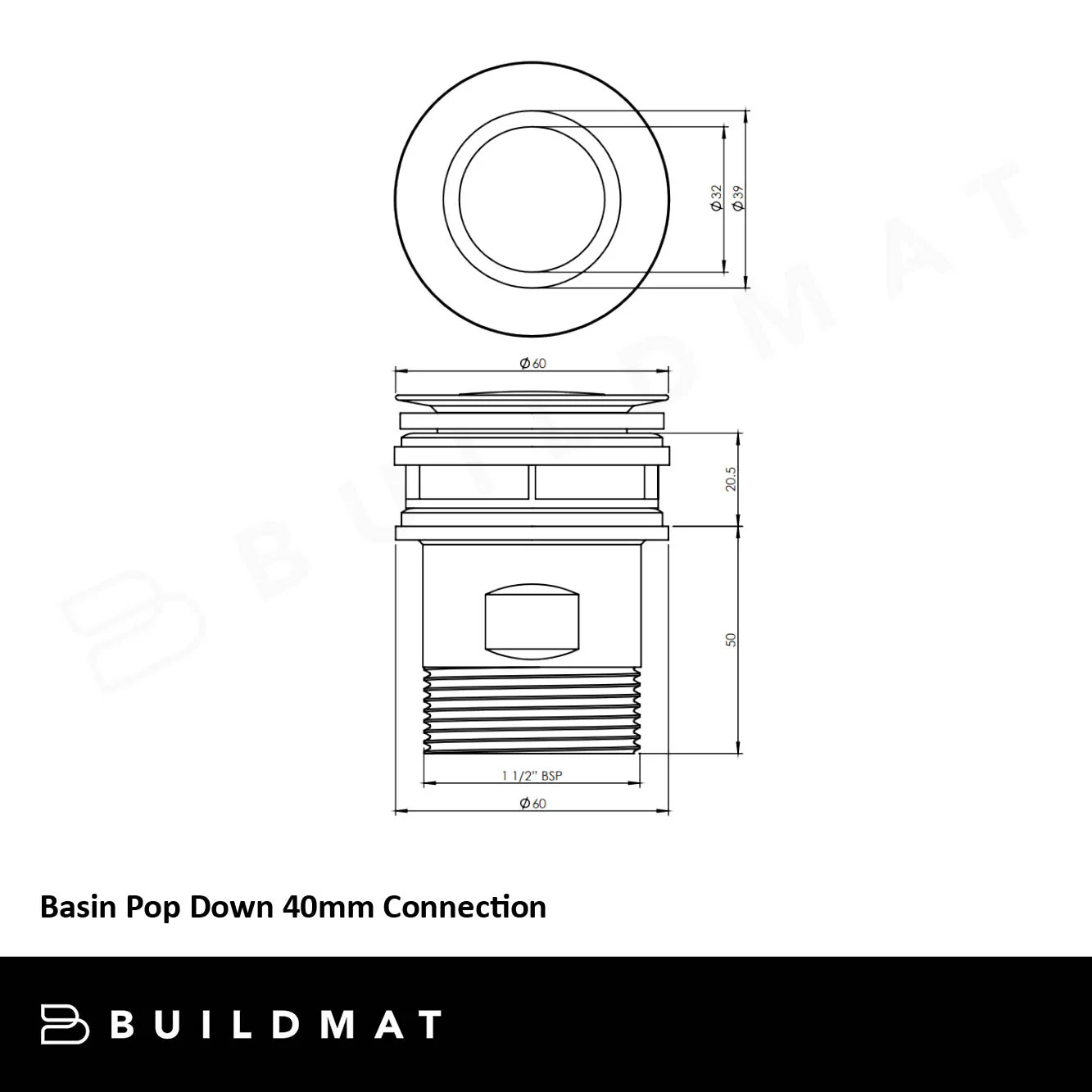 Art Australia Brushed Nickel 40mm Basin Pop Down Waste - Image 4