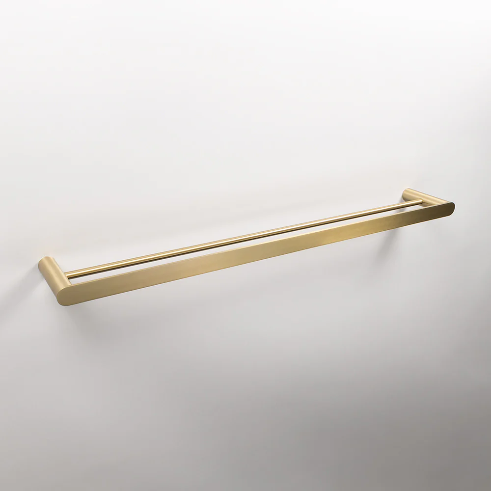 Alma Ascari Brushed Brass Gold 800 Double Towel Rail - Image 2