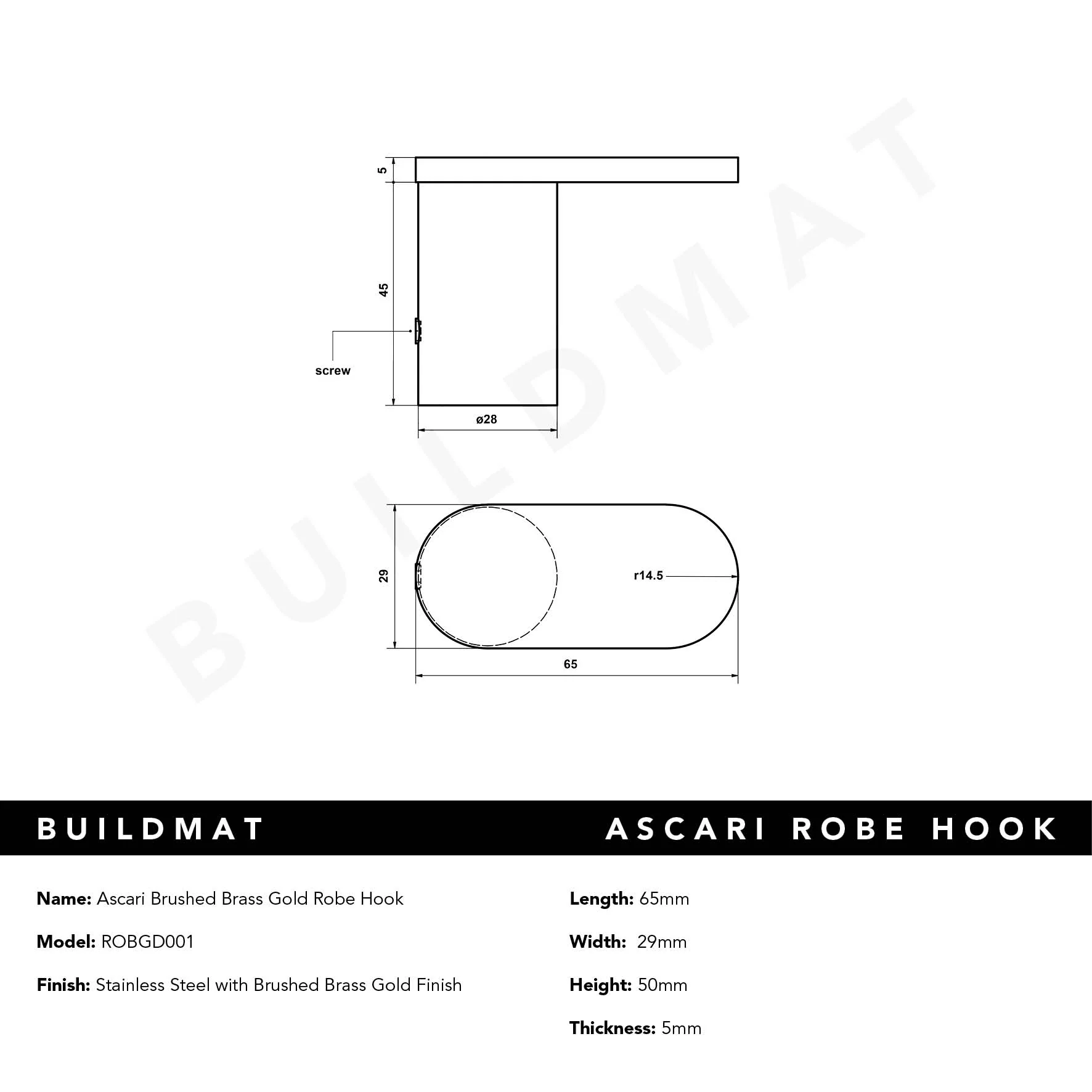 Alma Ascari Brushed Brass Gold Robe Hook - Image 6