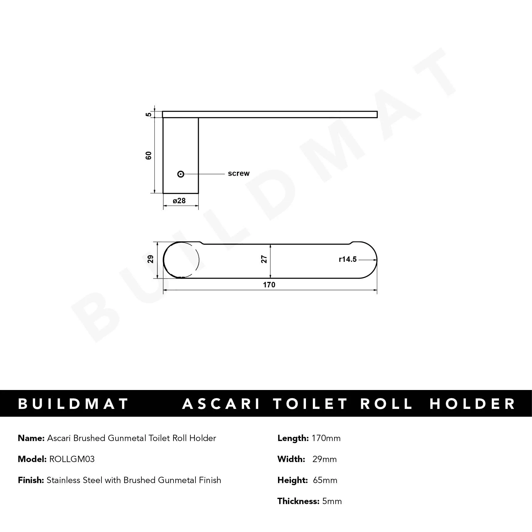 Alma Ascari Brushed Gunmetal Toilet Roll Holder - Image 5