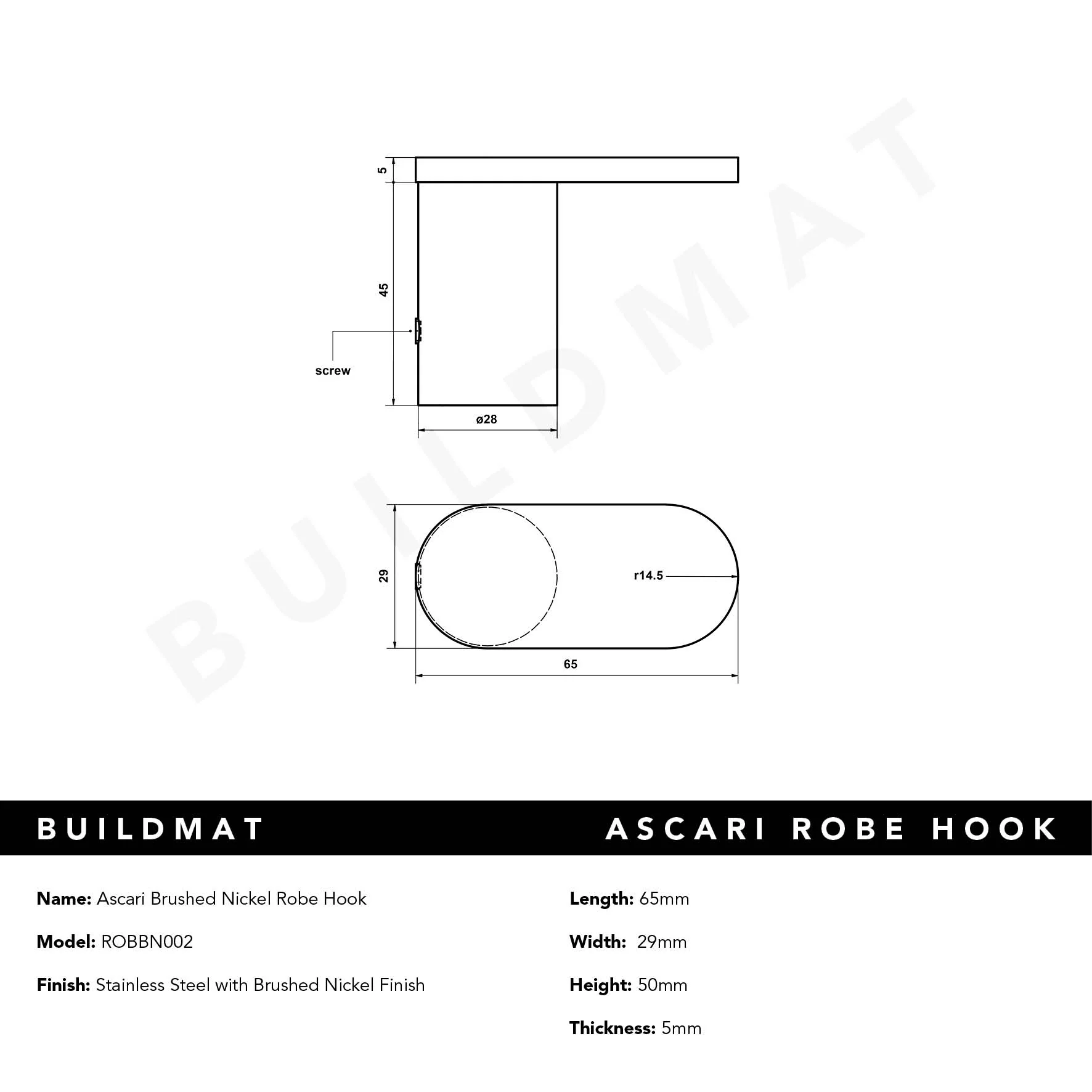 Alma Ascari Brushed Nickel Robe Hook - Image 6
