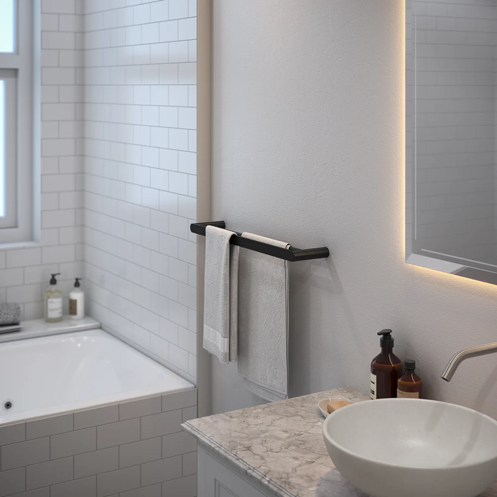 Alma Ascari Matte Black 600 Double Towel Rail - Image 5