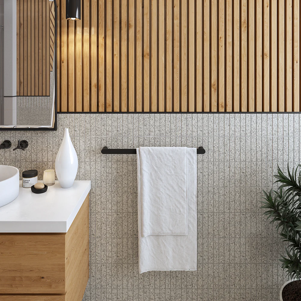 Alma Ascari Matte Black 600 Single Towel Rail - Image 5