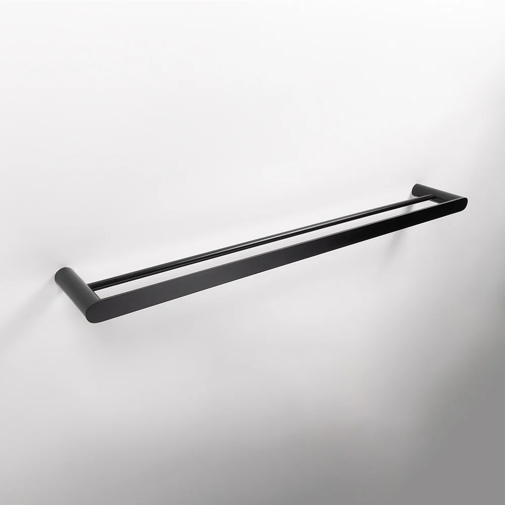Alma Ascari Matte Black 800 Double Towel Rail - Image 2