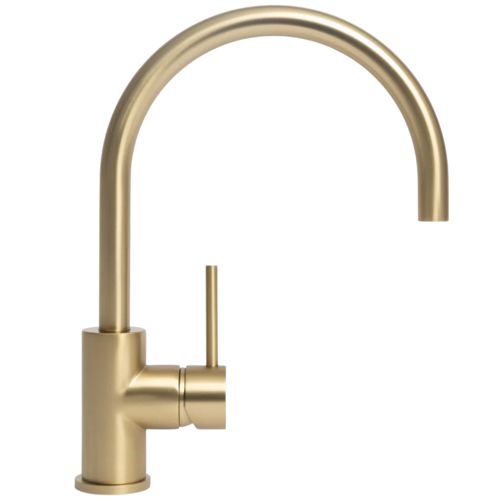 Alma Ashanti Brushed Brass Gold Gooseneck Mixer - Image 3