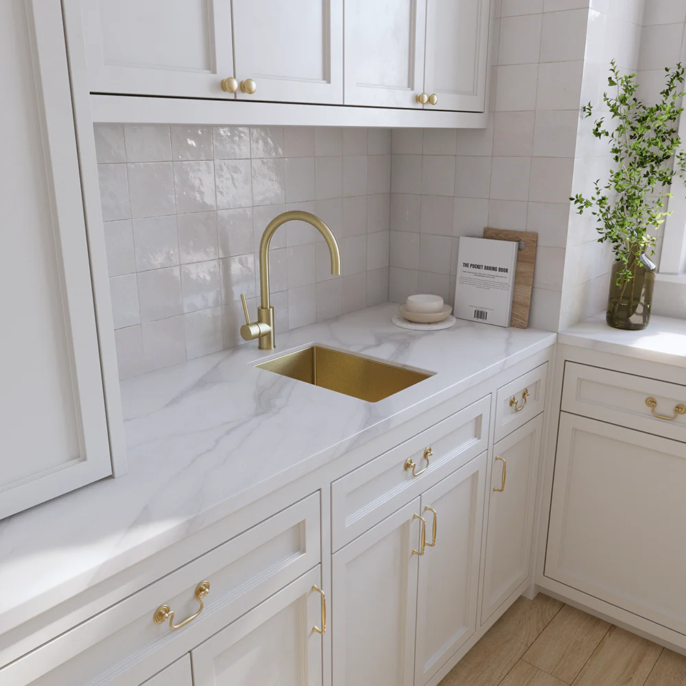 Alma Ashanti Brushed Brass Gold Gooseneck Mixer - Image 4