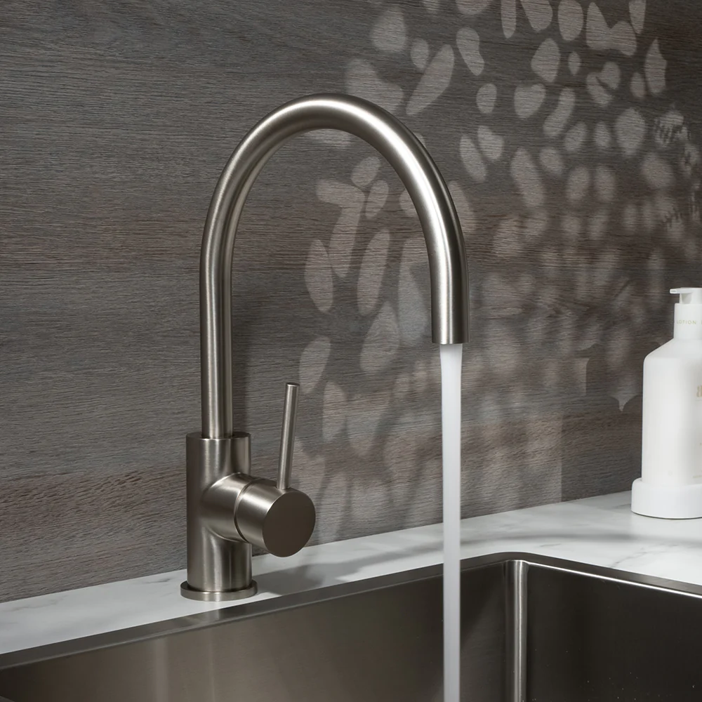 Alma Ashanti Brushed Nickel Gooseneck Mixer - Image 5