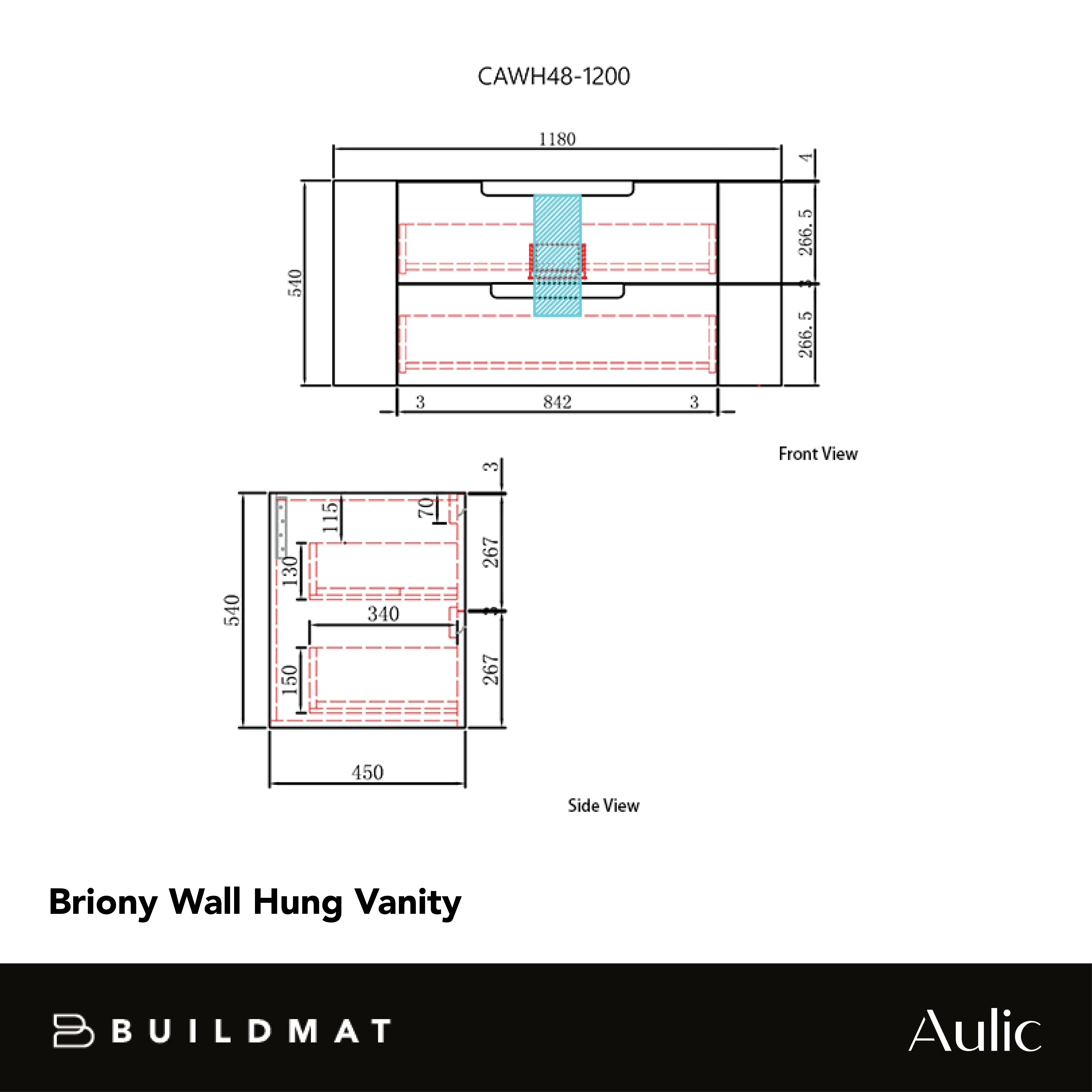 Aulic Briony 1200mm Wall Hung Vanity - Image 4