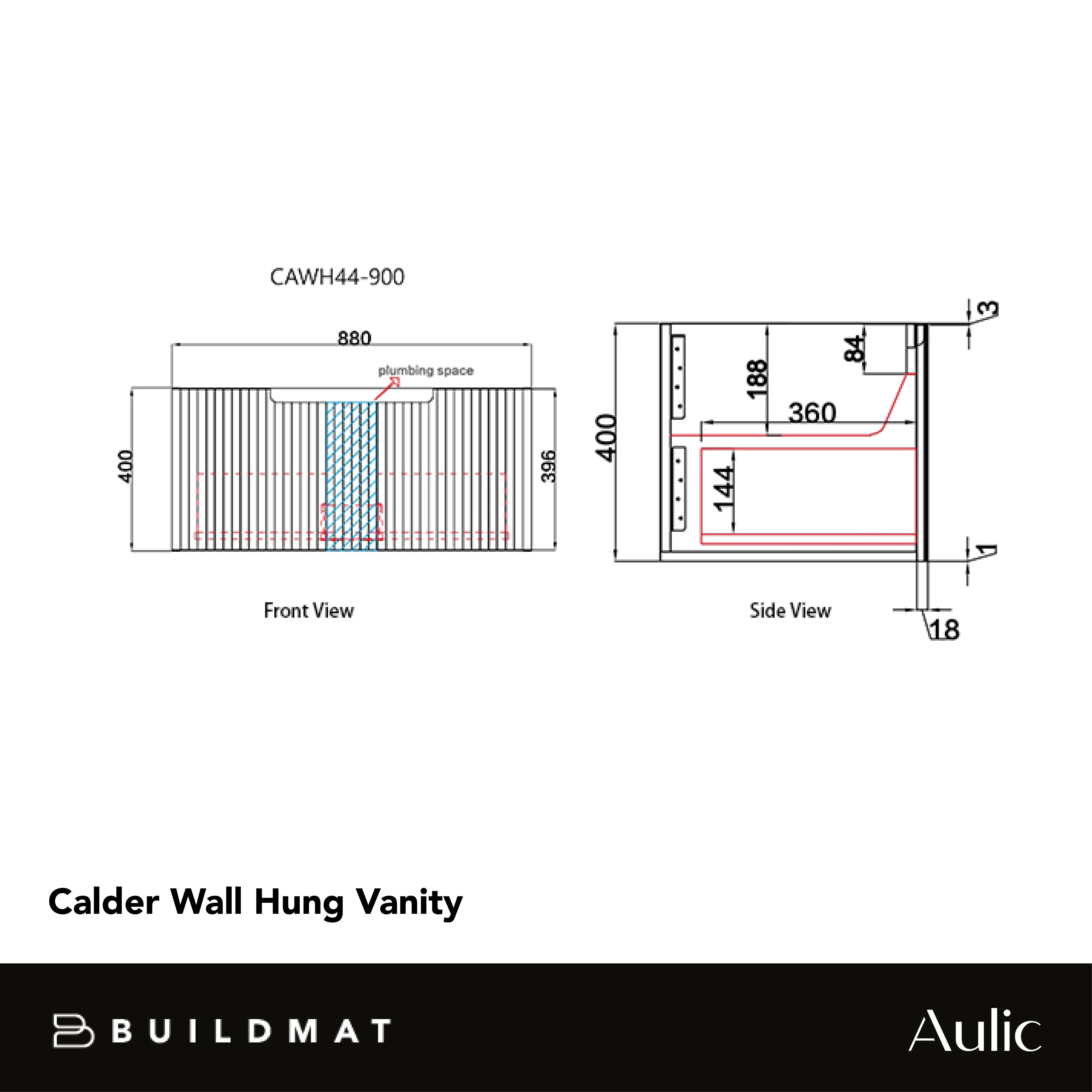 Aulic Calder 900mm Wall Hung Vanity - Image 4