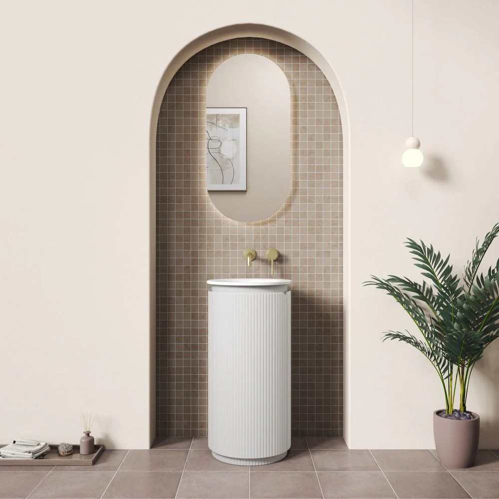 Aulic Civaro Floor Standing 420mm Matte White Pillar Vanity - Image 3