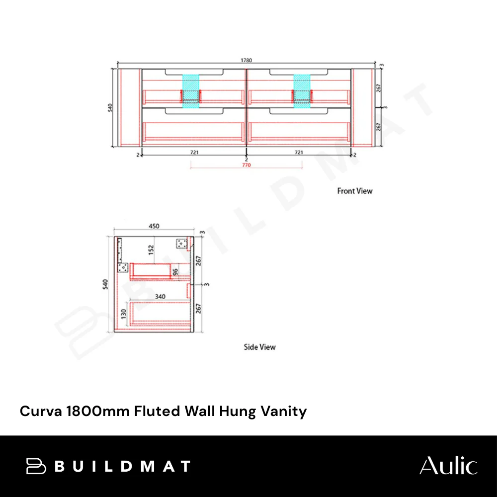 Aulic Curva 1800mm Fluted Wall Hung Vanity - Image 8