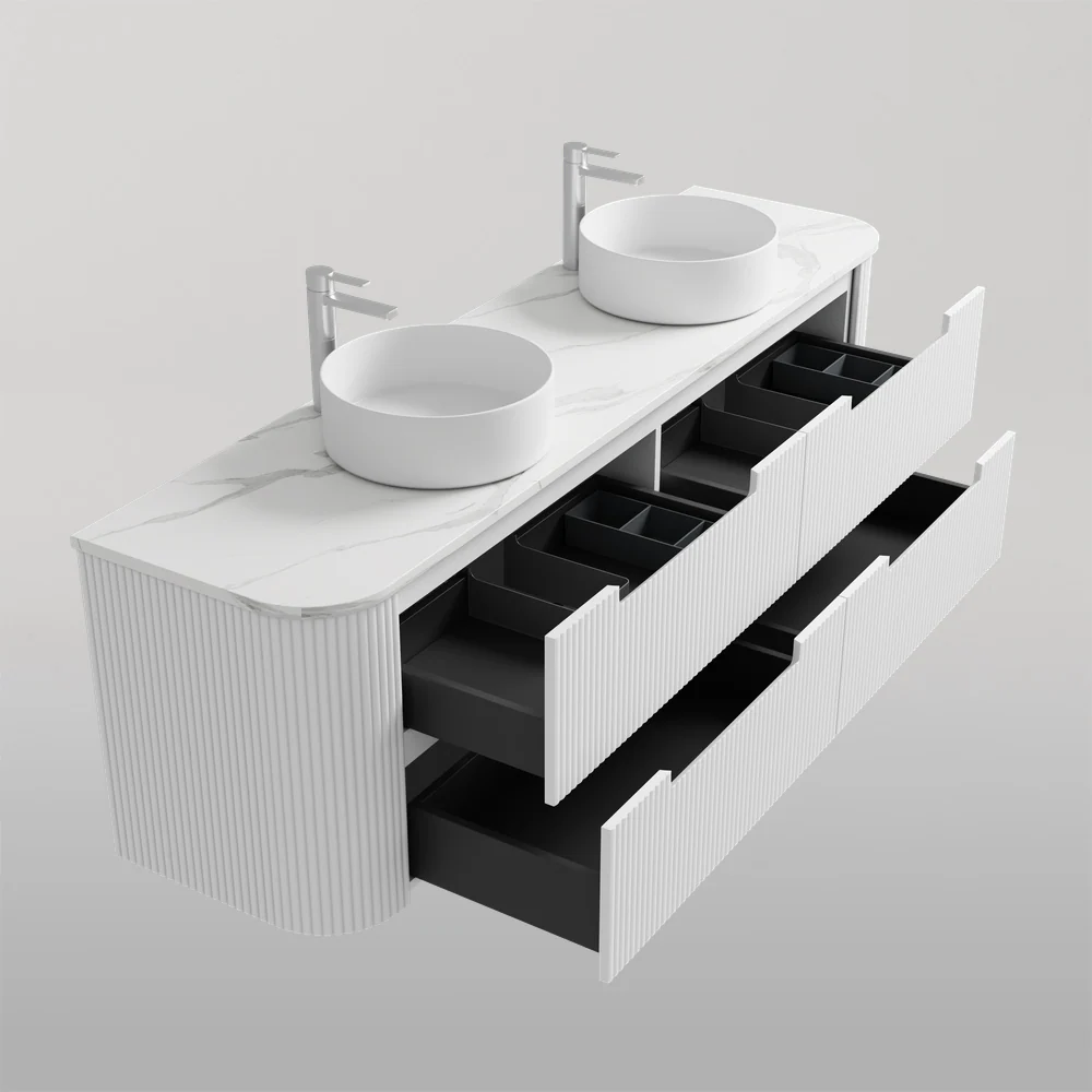 Aulic Curva 750mm Fluted Wall Hung Vanity - Image 2