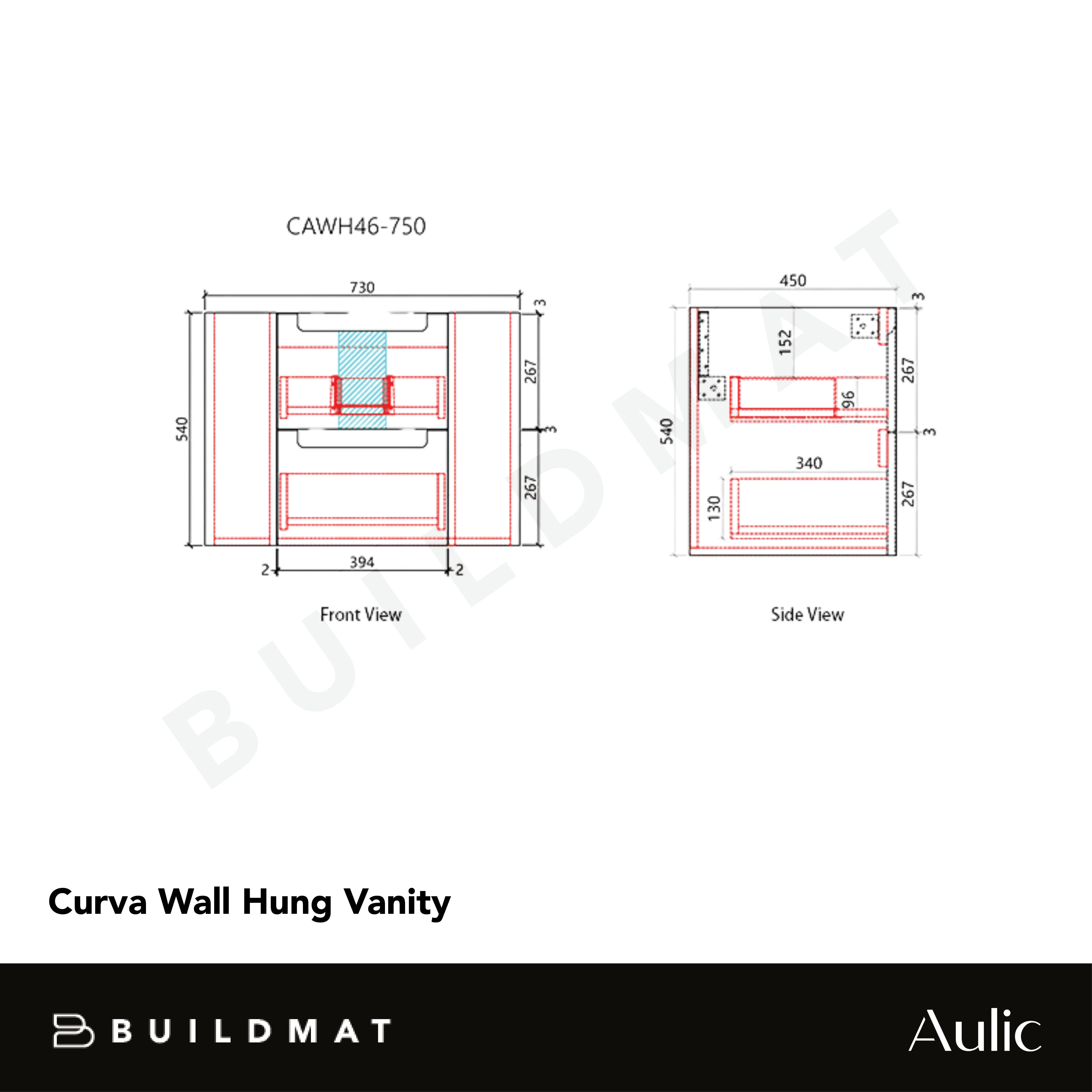 Aulic Curva 750mm Fluted Wall Hung Vanity - Image 4