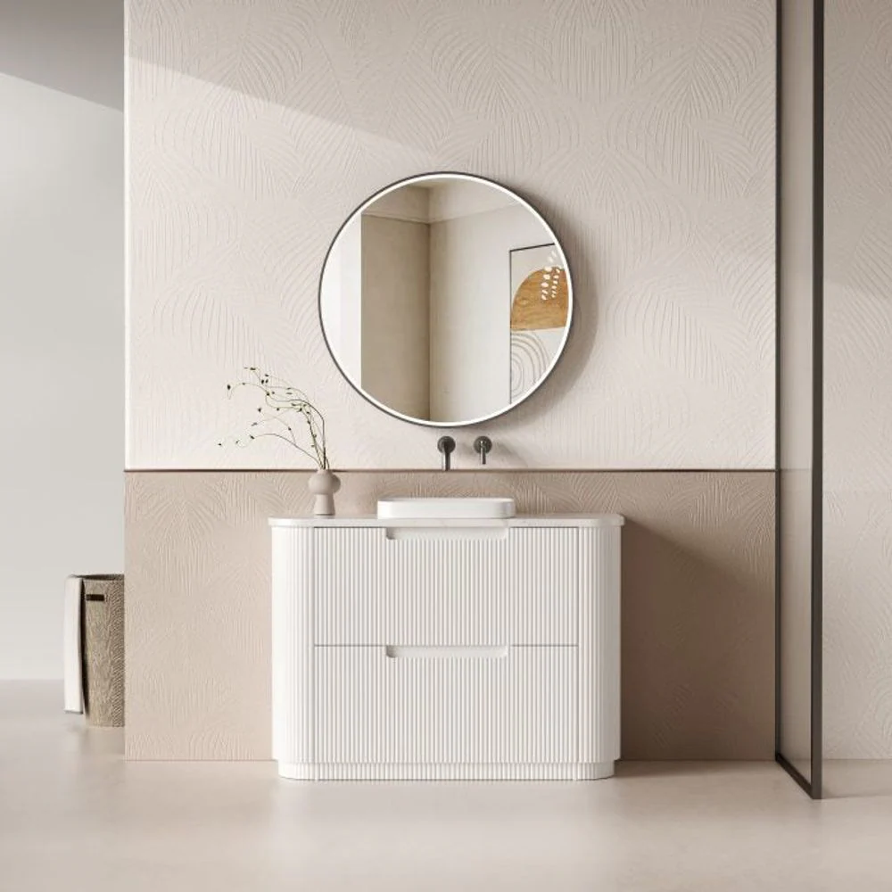 Aulic Curva Floor Standing 1200mm Matte White Fluted Vanity - Image 2