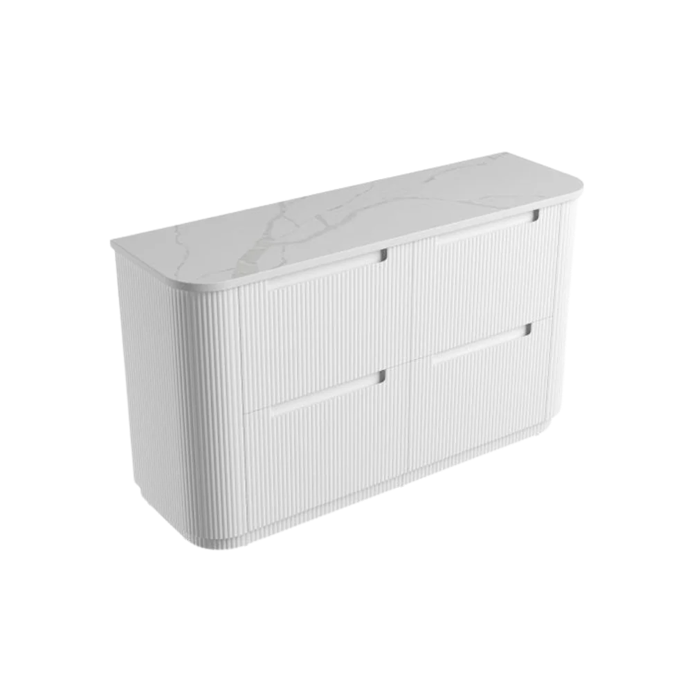 Aulic Curva Floor Standing 1500mm Matte White Fluted Vanity - Image 9