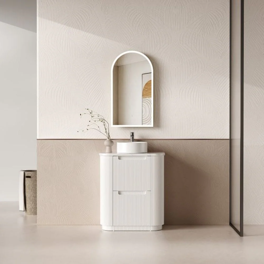 Aulic Curva Floor Standing 750mm Matte White Fluted Vanity - Image 2