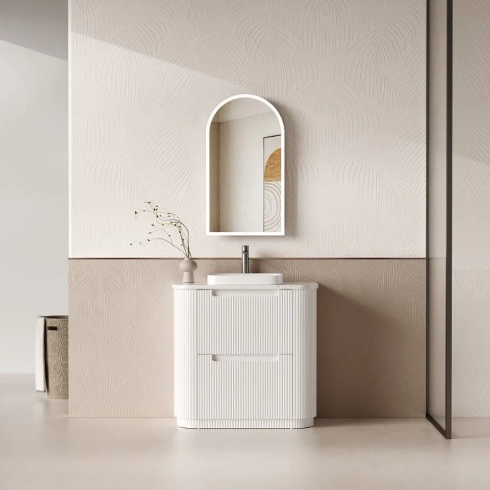 Aulic Curva Floor Standing 900mm Matte White Fluted Vanity - Image 3