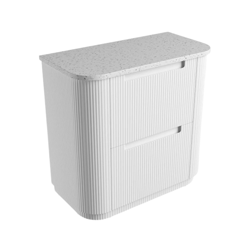 Aulic Curva Floor Standing 900mm Matte White Fluted Vanity - Image 7