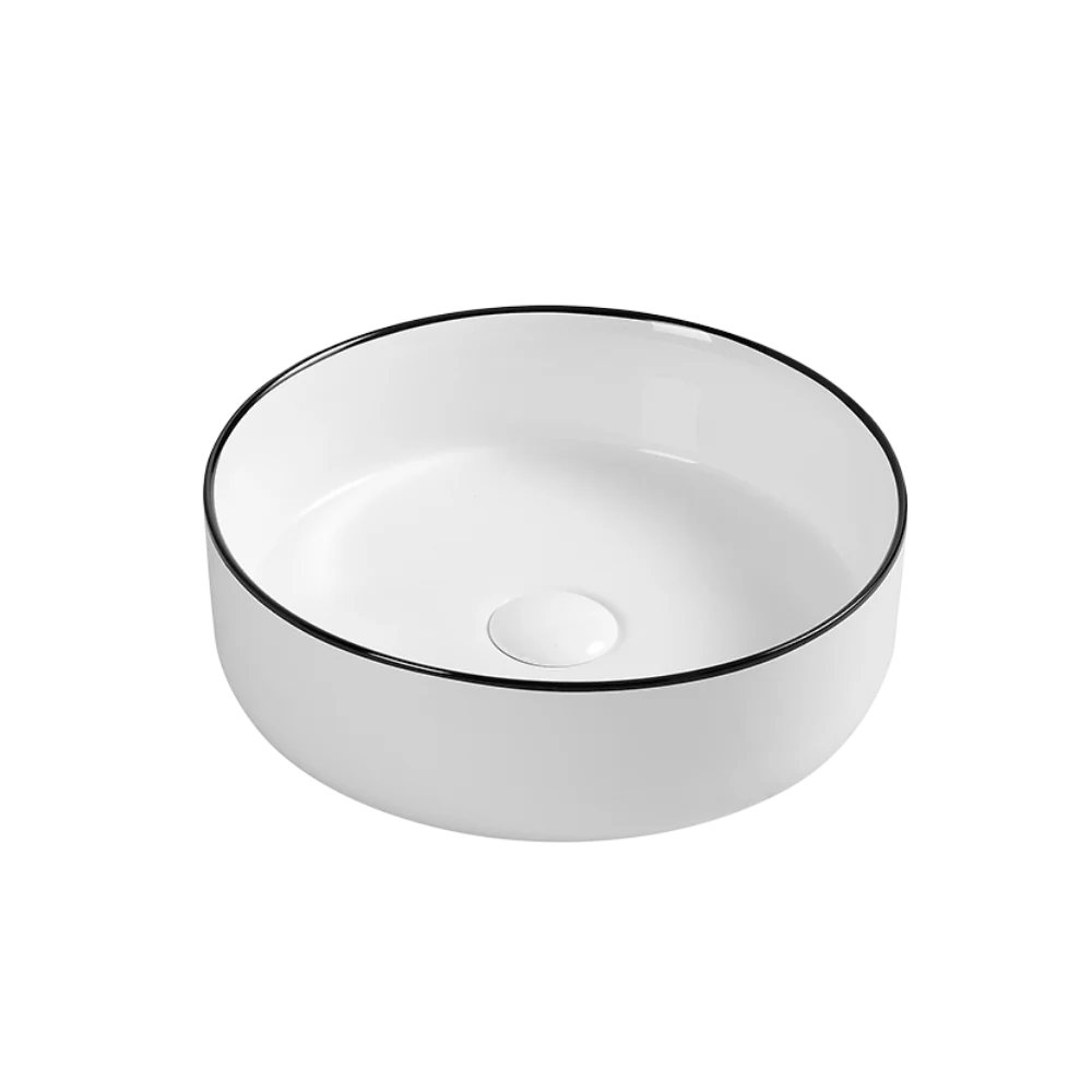 Aulic Dove Above Counter Basin Gloss White with Black Edge - Image 3