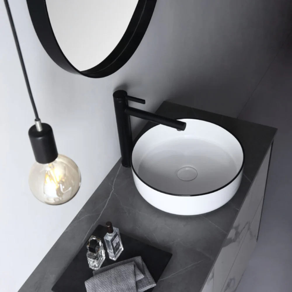 Aulic Dove Above Counter Basin Gloss White with Black Edge - Image 4