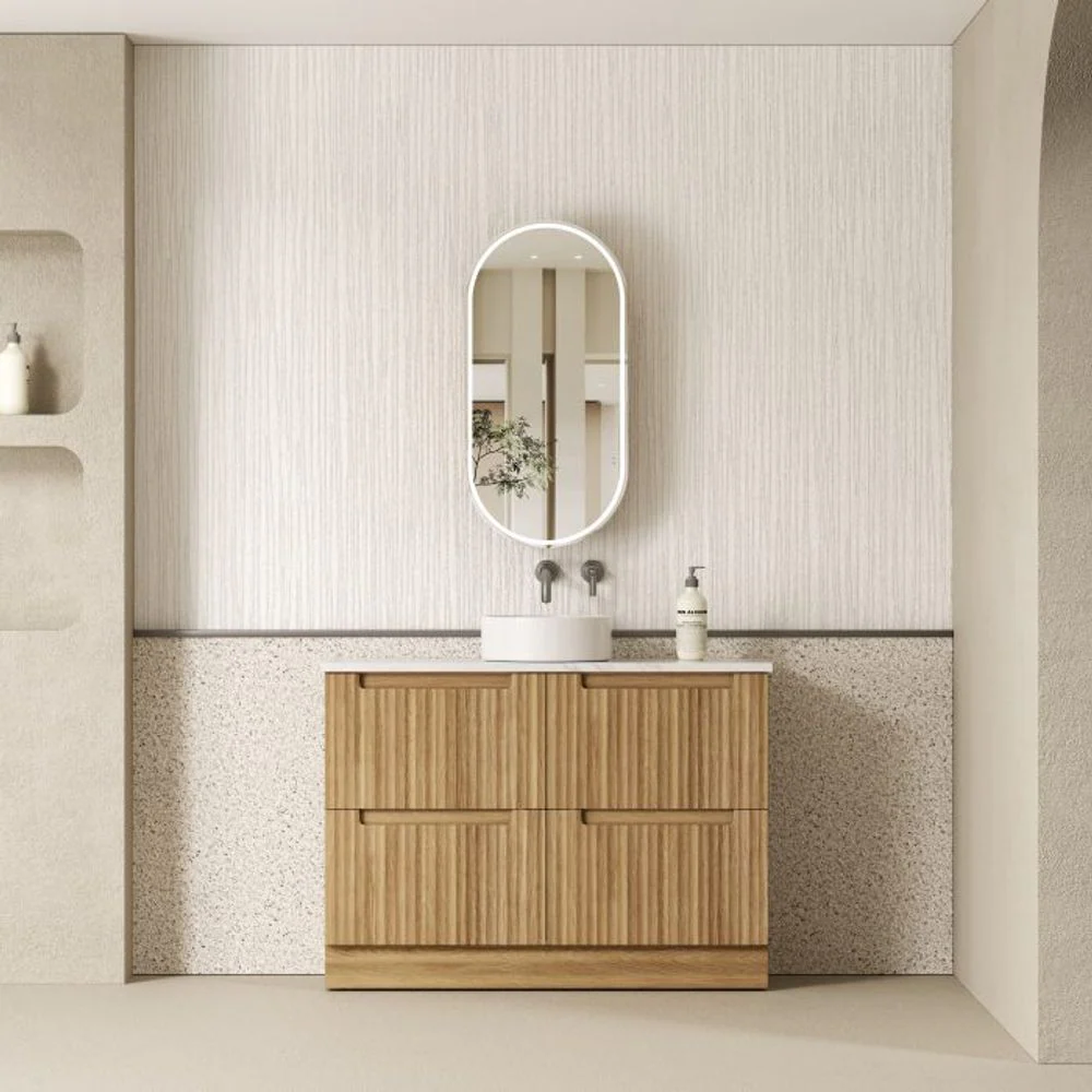 Aulic Lovina Floor Standing 1200mm Harvest Oak Fluted Vanity - Image 3