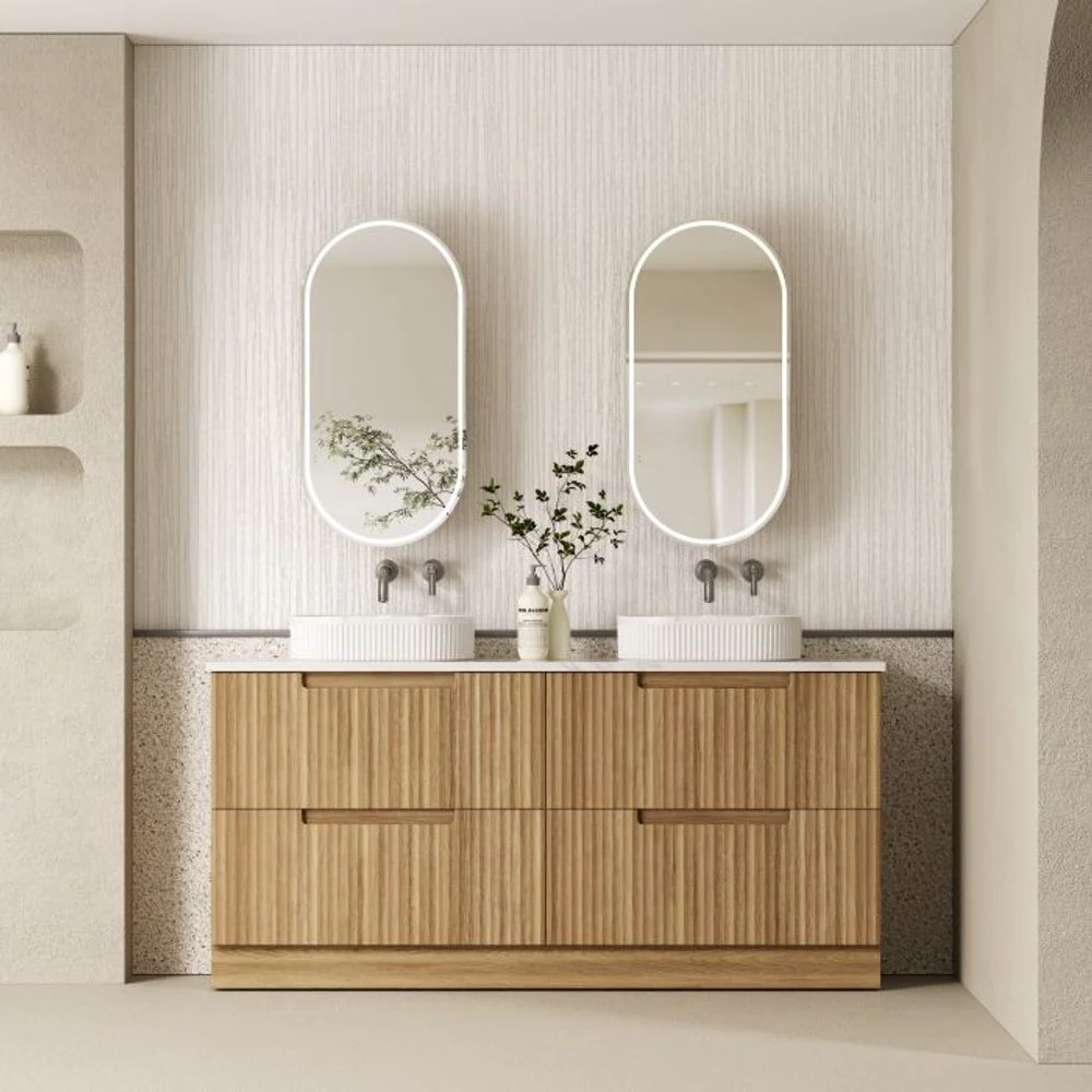 Aulic Lovina Floor Standing 1500mm Harvest Oak Fluted Vanity