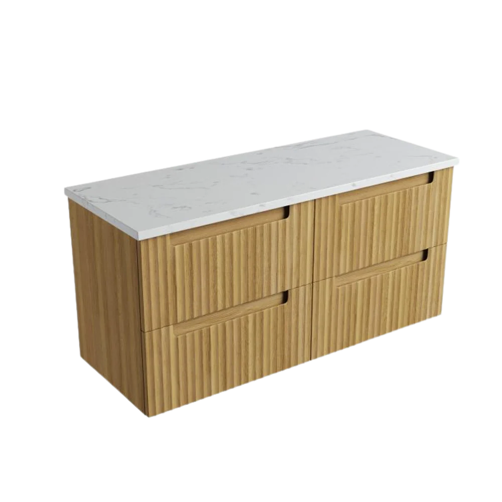 Aulic Lovina Tier Wall Hung 1200mm Harvest Oak Fluted Vanity - Image 7