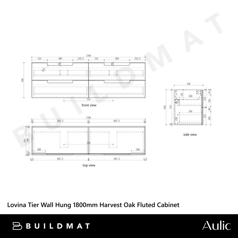 Aulic Lovina Tier Wall Hung 1800mm Harvest Oak Fluted Vanity - Image 4