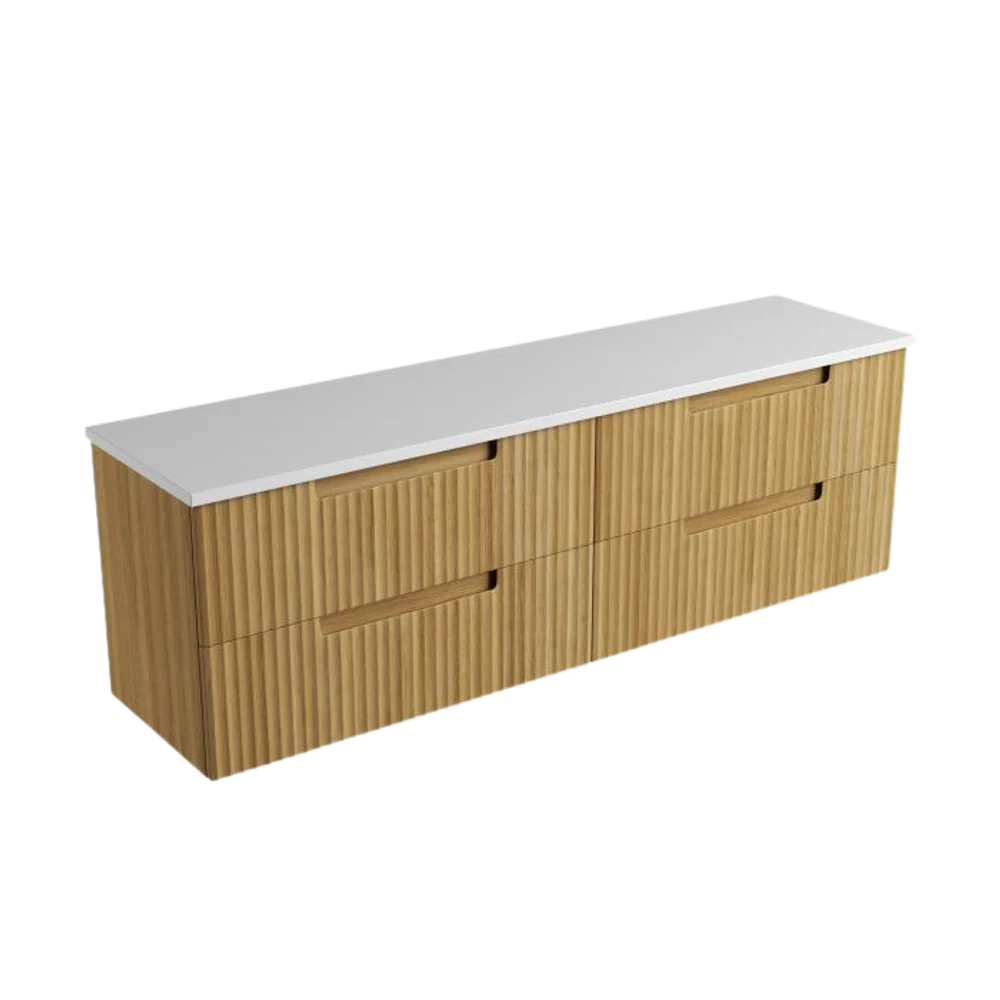 Aulic Lovina Tier Wall Hung 1800mm Harvest Oak Fluted Vanity - Image 9