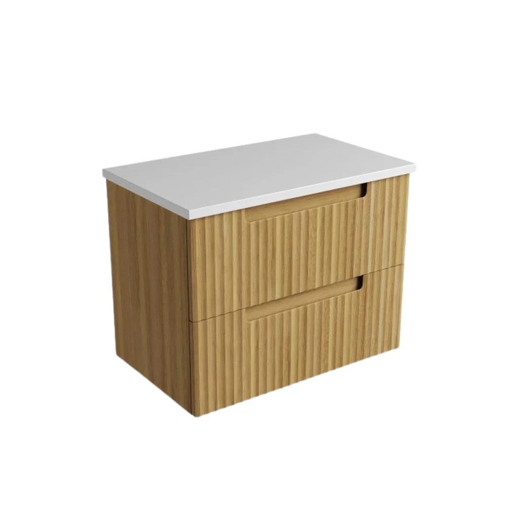Aulic Lovina Tier Wall Hung 750mm Harvest Oak Fluted Vanity - Image 11