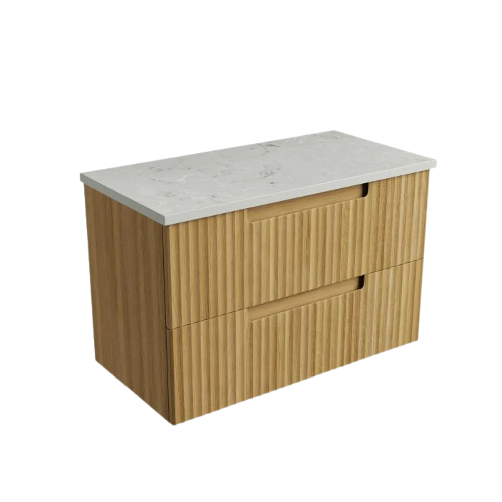 Aulic Lovina Tier Wall Hung 900mm Harvest Oak Fluted Vanity - Image 14