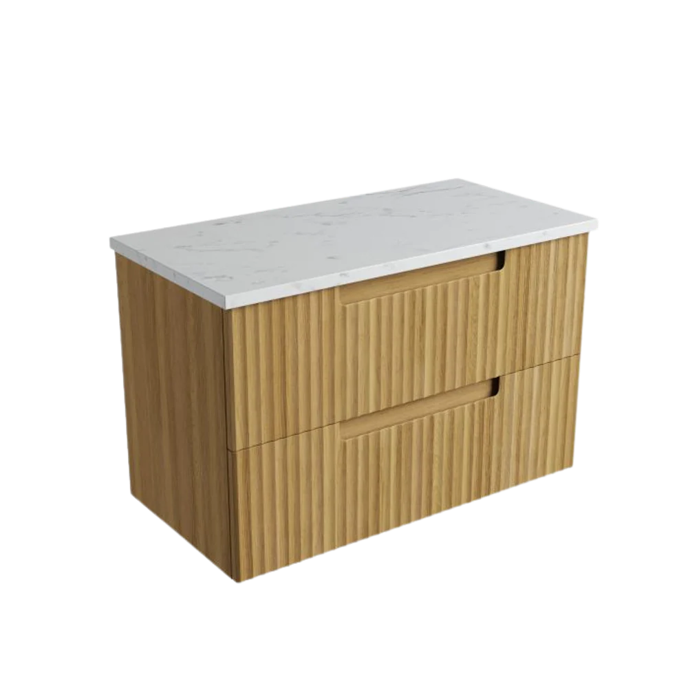 Aulic Lovina Tier Wall Hung 900mm Harvest Oak Fluted Vanity - Image 7